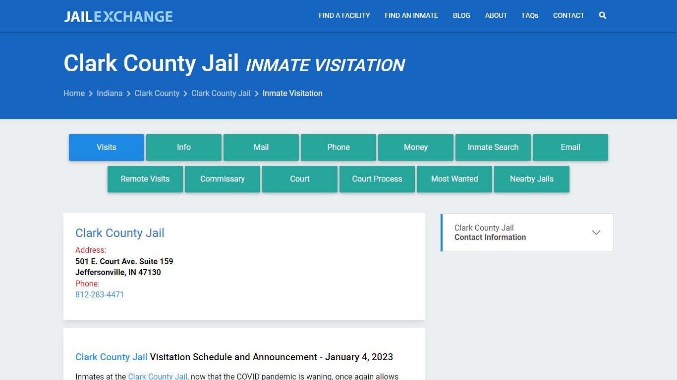 Inmate Visitation - Clark County Jail, IN - Jail Exchange
